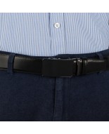 Pasek męski skórzany 3,5 cm klamra automatyczna Beltimore czarny 03-543