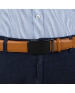Pasek męski skórzany 3,5 cm klamra automatyczna Beltimore camelowy 03-547
