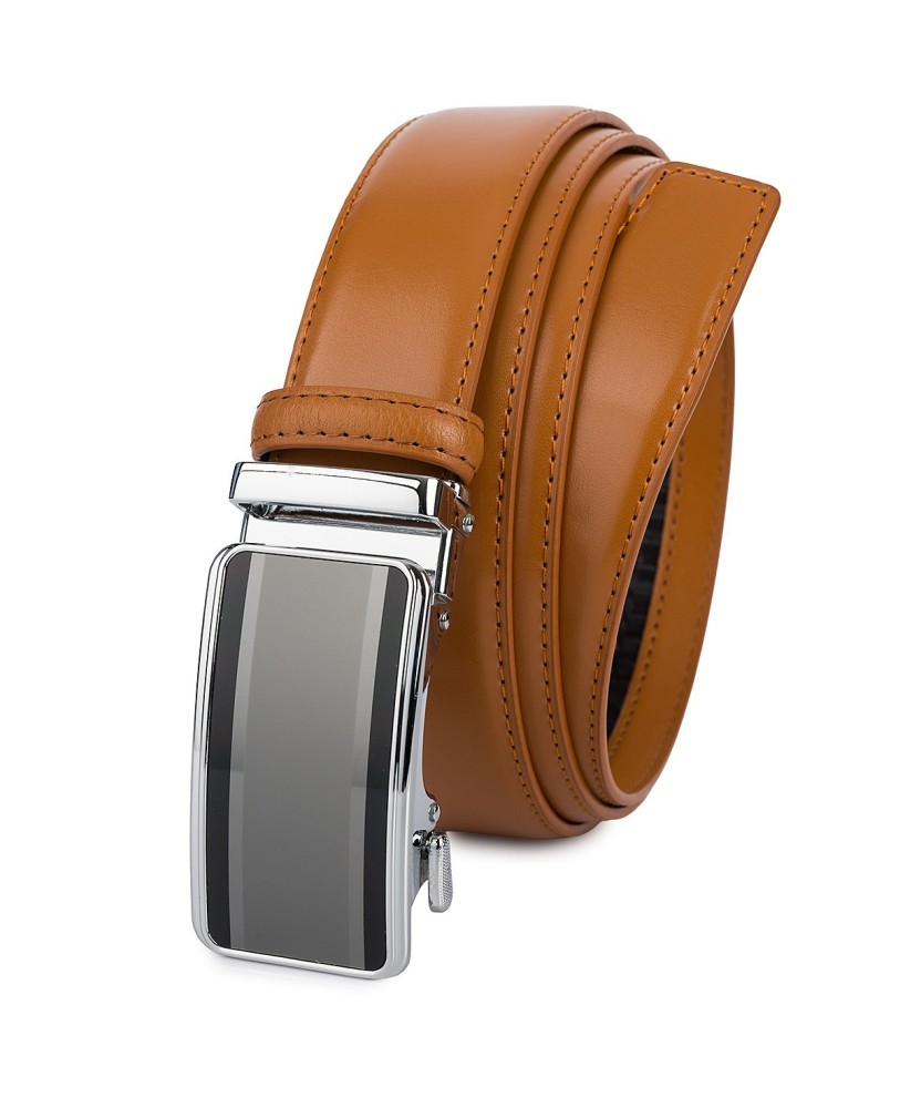 Pasek męski skórzany 3,5 cm klamra automatyczna Beltimore camelowy 03-549