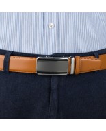 Pasek męski skórzany 3,5 cm klamra automatyczna Beltimore camelowy 03-549