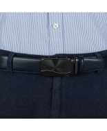 Pasek męski skórzany 3,5 cm klamra automatyczna Beltimore granatowy 03-562