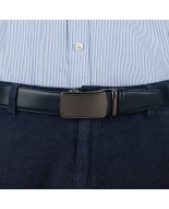 Pasek męski skórzany 3,5 cm klamra automatyczna Beltimore granatowy 03-577