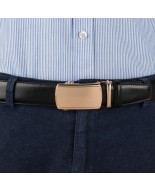 Pasek męski skórzany 3,5 cm klamra automatyczna Beltimore czarny 03-578