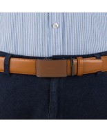 Pasek męski skórzany 3,5 cm klamra automatyczna Beltimore camelowy 03-582