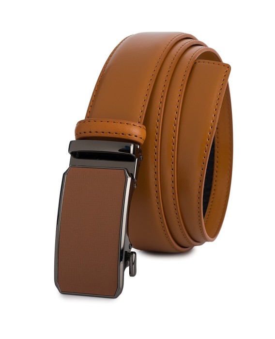 Pasek męski skórzany 3,5 cm klamra automatyczna Beltimore camelowy 03-592