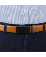 Pasek męski skórzany 3,5 cm klamra automatyczna Beltimore camelowy 03-593
