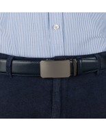 Pasek męski skórzany 3,5 cm klamra automatyczna Beltimore granatowy 03-595