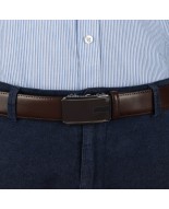 Pasek męski skórzany 3,5 cm klamra automatyczna Beltimore brązowy 52-551