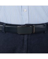 Pasek męski skórzany 3,5 cm klamra automatyczna Beltimore granatowy 52-579
