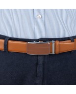 Pasek męski skórzany 3,5 cm klamra automatyczna Beltimore camelowy 52-579