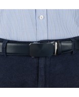 Pasek męski skórzany 3,5 cm klamra automatyczna Beltimore granatowy 52-585