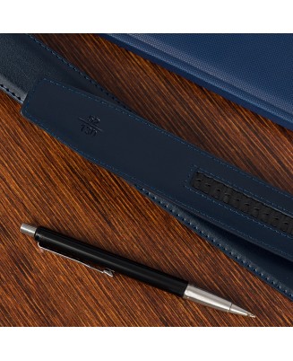 Pasek męski skórzany 3,5 cm klamra automatyczna Beltimore granatowy 52-585