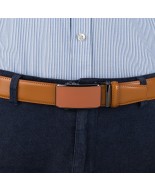 Pasek męski skórzany 3,5 cm klamra automatyczna Beltimore camelowy 52-590