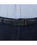 Pasek męski skórzany 3,5 cm klamra automatyczna Beltimore granatowy 52-592