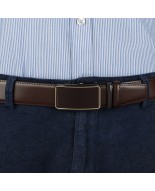 Pasek męski skórzany 3,5 cm klamra automatyczna Beltimore brązowy 52-598