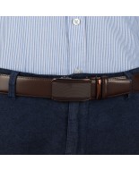 Pasek męski skórzany 3,5 cm klamra automatyczna Beltimore brązowy 52-600