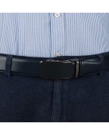 Pasek męski skórzany 3,5 cm klamra automatyczna Beltimore granatowy 52-560