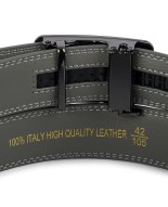 Pasek męski skórzany 3,5 cm klamra automatyczna Beltimore szary 50-554