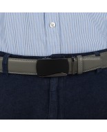 Pasek męski skórzany 3,5 cm klamra automatyczna Beltimore szary 50-569