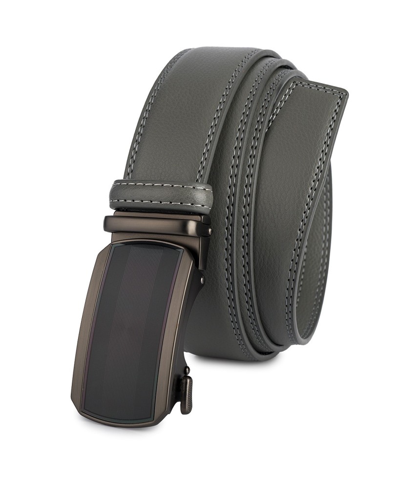 Pasek męski skórzany 3,5 cm klamra automatyczna Beltimore szary 50-571