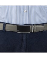 Pasek męski skórzany 3,5 cm klamra automatyczna Beltimore szary 50-573