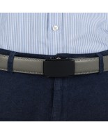 Pasek męski skórzany 3,5 cm klamra automatyczna Beltimore szary 50-584
