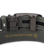 Pasek męski skórzany 3,5 cm klamra automatyczna Beltimore szary 50-586