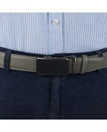 Pasek męski skórzany 3,5 cm klamra automatyczna Beltimore szary 50-590