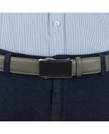 Pasek męski skórzany 3,5 cm klamra automatyczna Beltimore szary 50-596