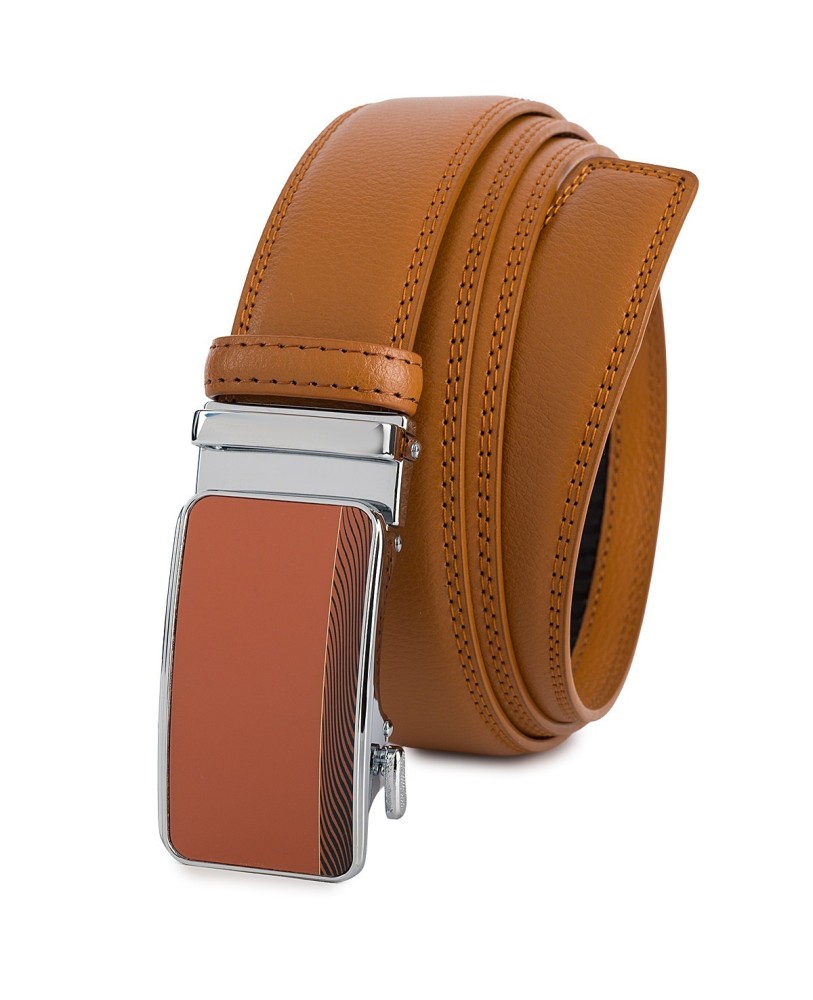 Pasek męski skórzany 3,5 cm klamra automatyczna Beltimore camel 50-550