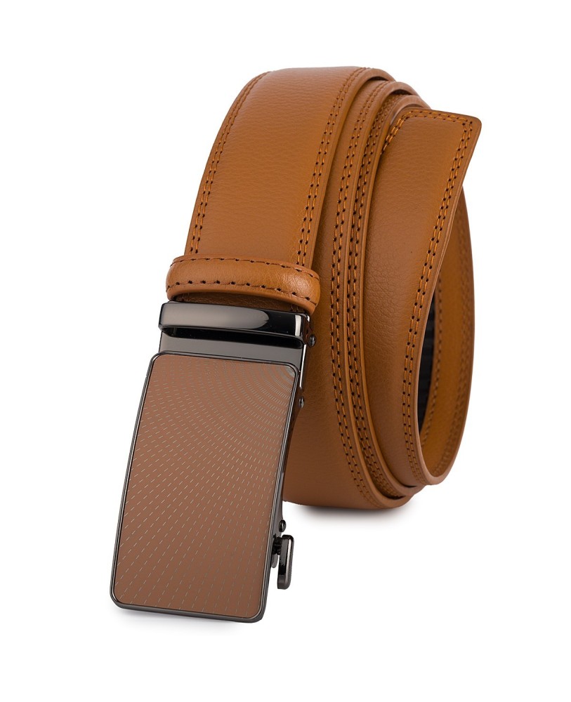 Pasek męski skórzany 3,5 cm klamra automatyczna Beltimore camel 50-571