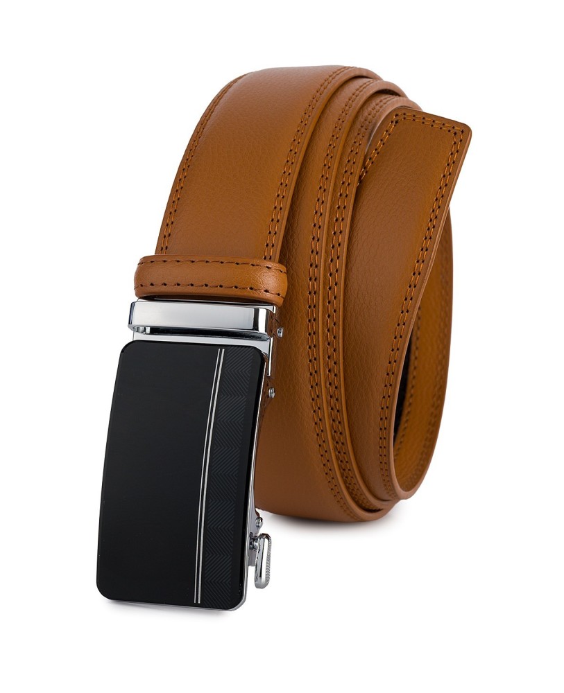 Pasek męski skórzany 3,5 cm klamra automatyczna Beltimore camel 50-586