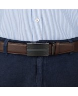Pasek męski skórzany 3,5 cm klamra automatyczna Beltimore brązowy 50-570