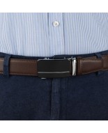 Pasek męski skórzany 3,5 cm klamra automatyczna Beltimore brązowy 50-586