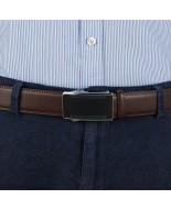 Pasek męski skórzany 3,5 cm klamra automatyczna Beltimore brązowy 50-596
