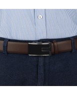 Pasek męski skórzany 3,5 cm klamra automatyczna Beltimore brązowy 53-551