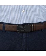 Pasek męski skórzany 3,5 cm klamra automatyczna Beltimore brązowy 53-562