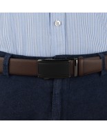 Pasek męski skórzany 3,5 cm klamra automatyczna Beltimore brązowy 53-572
