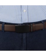 Pasek męski skórzany 3,5 cm klamra automatyczna Beltimore brązowy 53-593