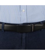 Pasek męski skórzany 3,5 cm klamra automatyczna Beltimore czarny 62-593