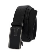 Pasek męski skórzany 3,5 cm klamra automatyczna Beltimore czarny 61-551