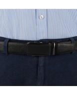 Pasek męski skórzany 3,5 cm klamra automatyczna Beltimore czarny 61-572