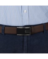 Pasek męski skórzany 3,5 cm klamra automatyczna Beltimore brązowy 54-551