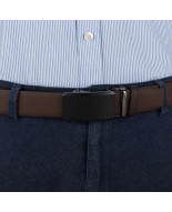 Pasek męski skórzany 3,5 cm klamra automatyczna Beltimore brązowy 54-593