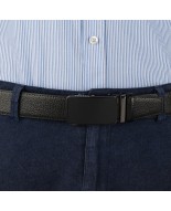 Pasek męski skórzany 3,5 cm klamra automatyczna Beltimore czarny 60-548