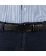 Pasek męski skórzany 3,5 cm klamra automatyczna Beltimore czarny 60-550