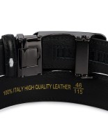 Pasek męski skórzany 3,5 cm klamra automatyczna Beltimore czarny 60-550