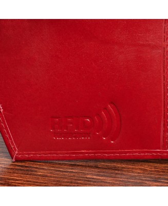 Portfel damski portmonetka skórzany czerwony RFiD BELTIMORE L53