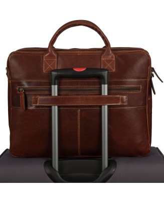 Torba męska skórzana na ramię laptopa duża ciemno-brązowa biznesowa Beltimore N02