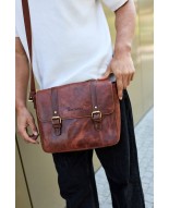 Torba męska skórzana na laptopa ramię komputer duża nubuk brązowa Beltimore N16
